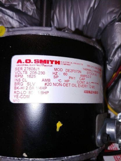 AO Smith 1/4-1/8 HP Permanent Split Capacitor, double shaft motor 1625 rpm